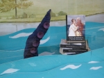 Closeup of Sea Monsters display in Amsterdam bookshop window 